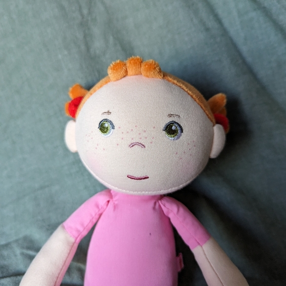 Haba Snug Up Roya Doll Red Head Freckles Rag Cloth Light Skin green eye Girl 11" - Picture 10 of 14